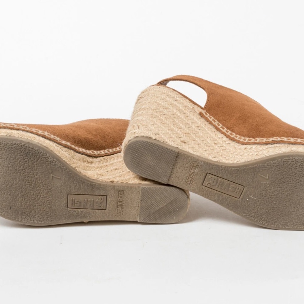 Brash Womens High Heel Wedge Suede Espadrille Open Toe Sandals ~ Rustic Brown 8 - Picture 9 of 13